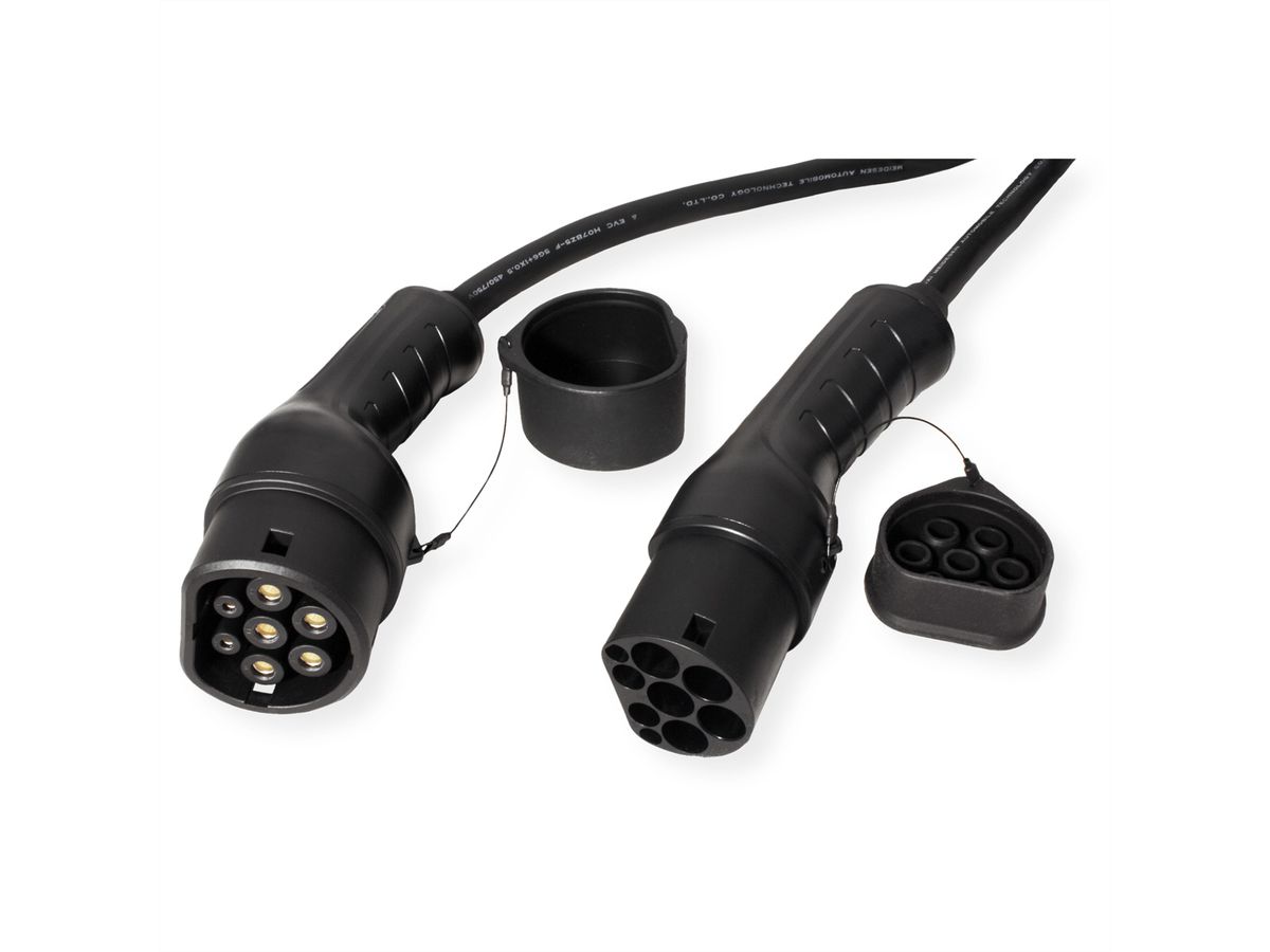 ROLINE EV Charging Cable Assembly Type2, 3-Phase, 480VAC (3P+N+E), 16 A, 11 kW, 5 m