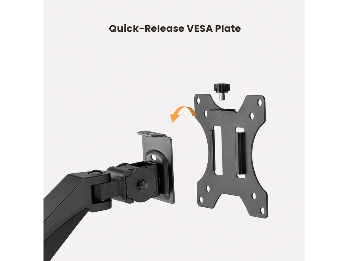 VALUE Dual LCD Monitor Arm, Desk Clamp, 5 Joints, Space Saving