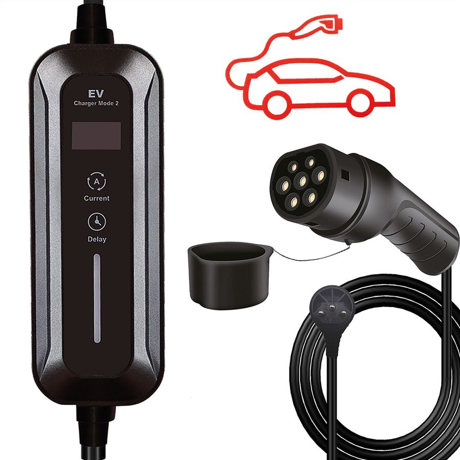 ROLINE Portable EV Charging Cable, Swiss Plug - Type 2, Mode 2, 10 A, 2.3 kW, 5 m