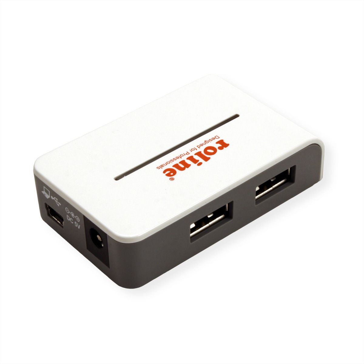ROLINE USB 2.0 Hub "Black and White", 4 Ports, with Power Supply