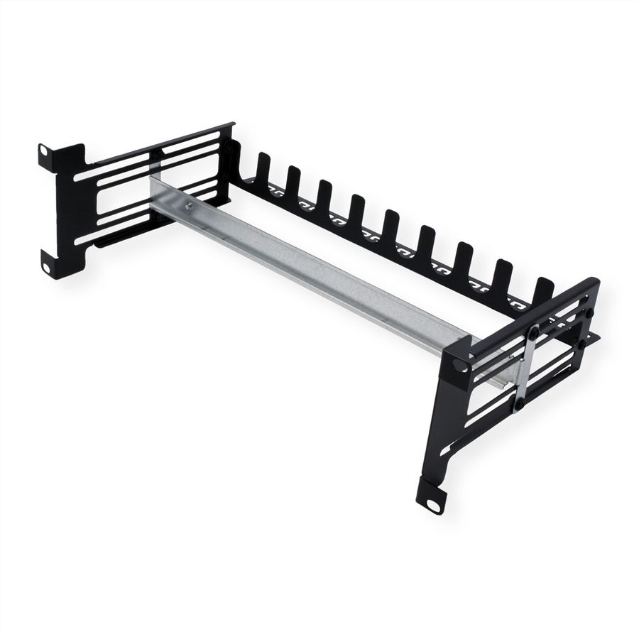 VALUE 19" Support Frame for DIN Rail-Mounted Devices, 3U, with Cable Management, black