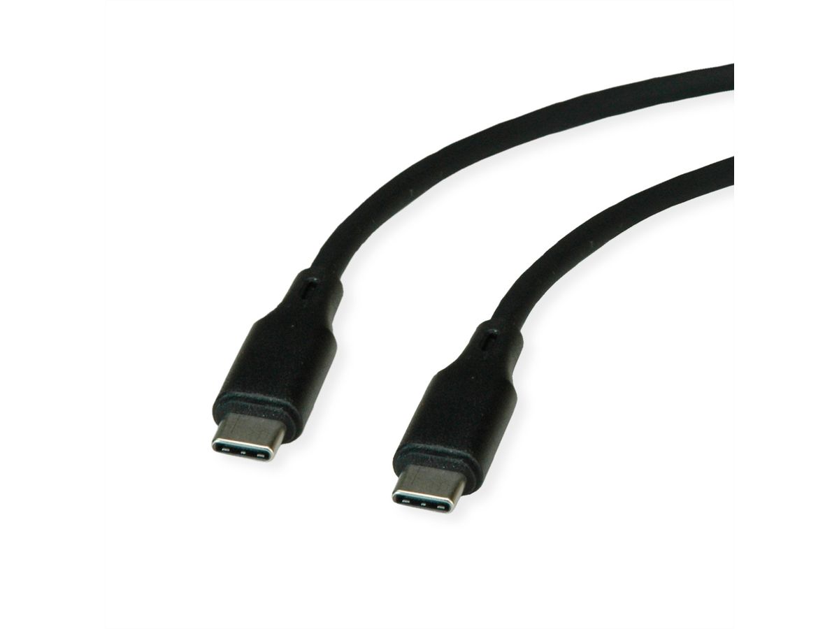 ROLINE USB 2.0 Cable, C–C, M/M, 60W, silicone, black, 1 m