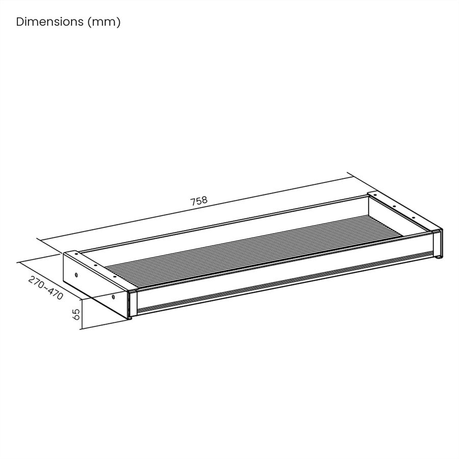 VALUE Ultra-Slim Underdesk Mount Storage Drawer, 758 mm width, white