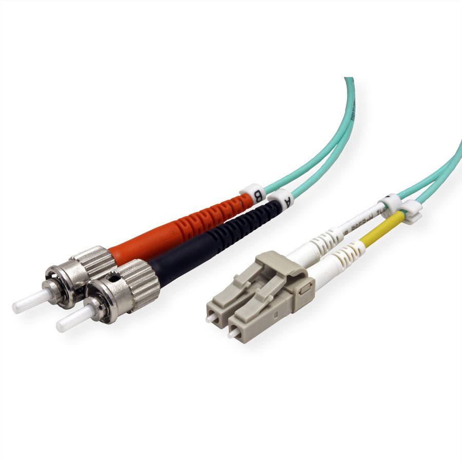ROLINE Fibre Optic Jumper Cable, 50/125µm, LC/ST, OM3, turquoise, 0.5 m