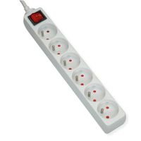 VALUE Power Strip, 6-way UTE, with Switch, white, 1.5 m