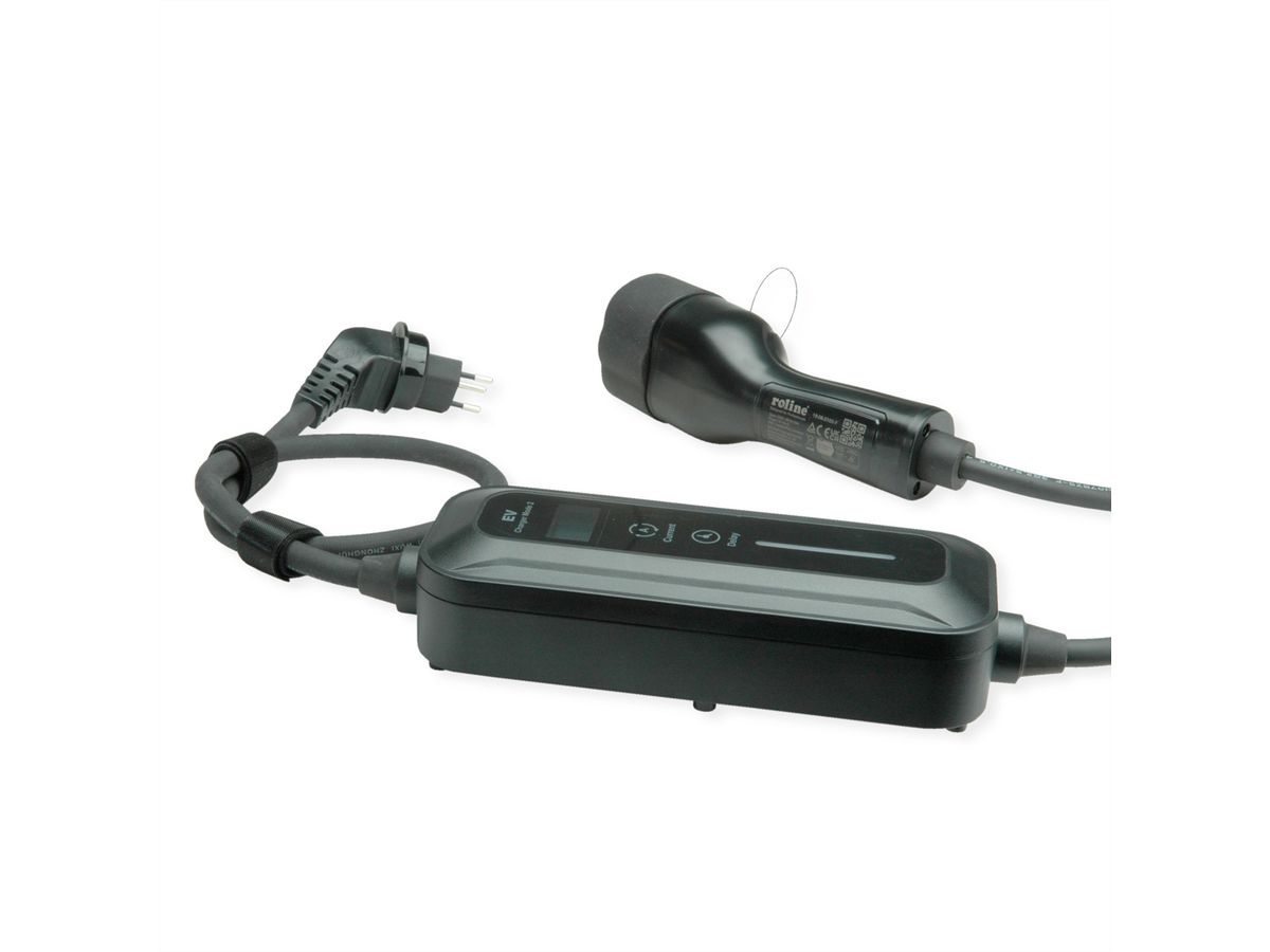 ROLINE Portable EV Charging Cable, Swiss Plug - Type 2, Mode 2, 10 A, 2.3 kW, 5 m