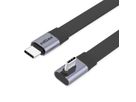 ROLINE Cable USB4 2.0, Flat, Straight-90° Angled, with Emark, C–C, M/M, 8K UHD-2, 80Gbit/s, 240W, black, 0.8 m