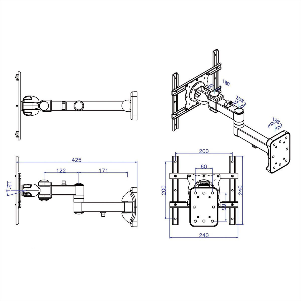 ROLINE LCD/TV Wall Mount, 5 Joints