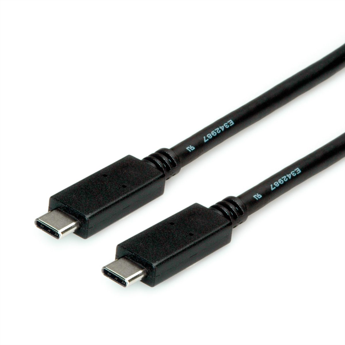 ROLINE USB 3.2 Gen 2 Cable, PD, C-C, M/M, 4K UHD-1, 10Gbit/s, Emark, 100W, black, 2 m
