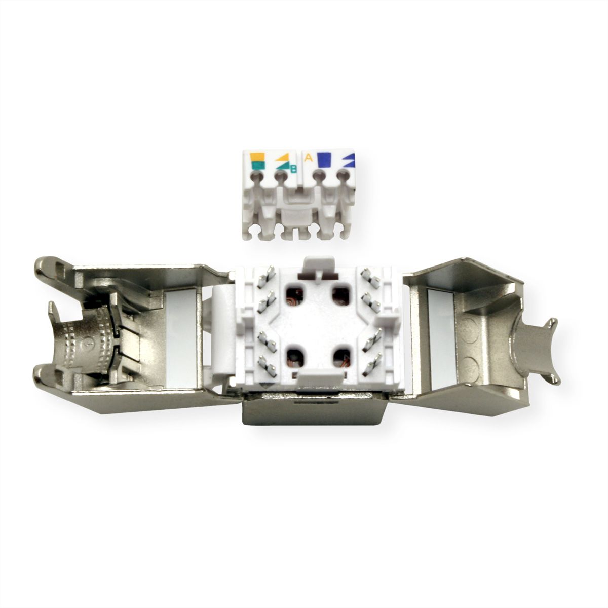 ROLINE Cat.6 (Class E) Keystone Jack, RJ-45, STP, SLIM, tool-free, silver