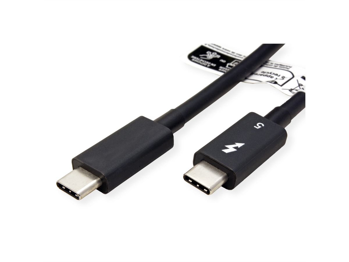 ROLINE Thunderbolt™ 5 Cable, 80Gbit/s, 240W, C-C, M/M, passive, black, 0.5 m