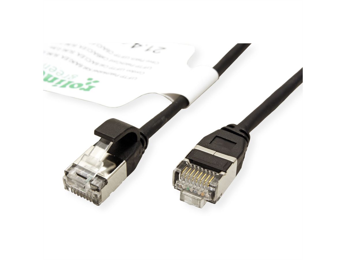 ROLINE GREEN U/FTP DataCenter Patch Cord Cat.6A (Class EA), LSOH, slim, black, 0.5 m