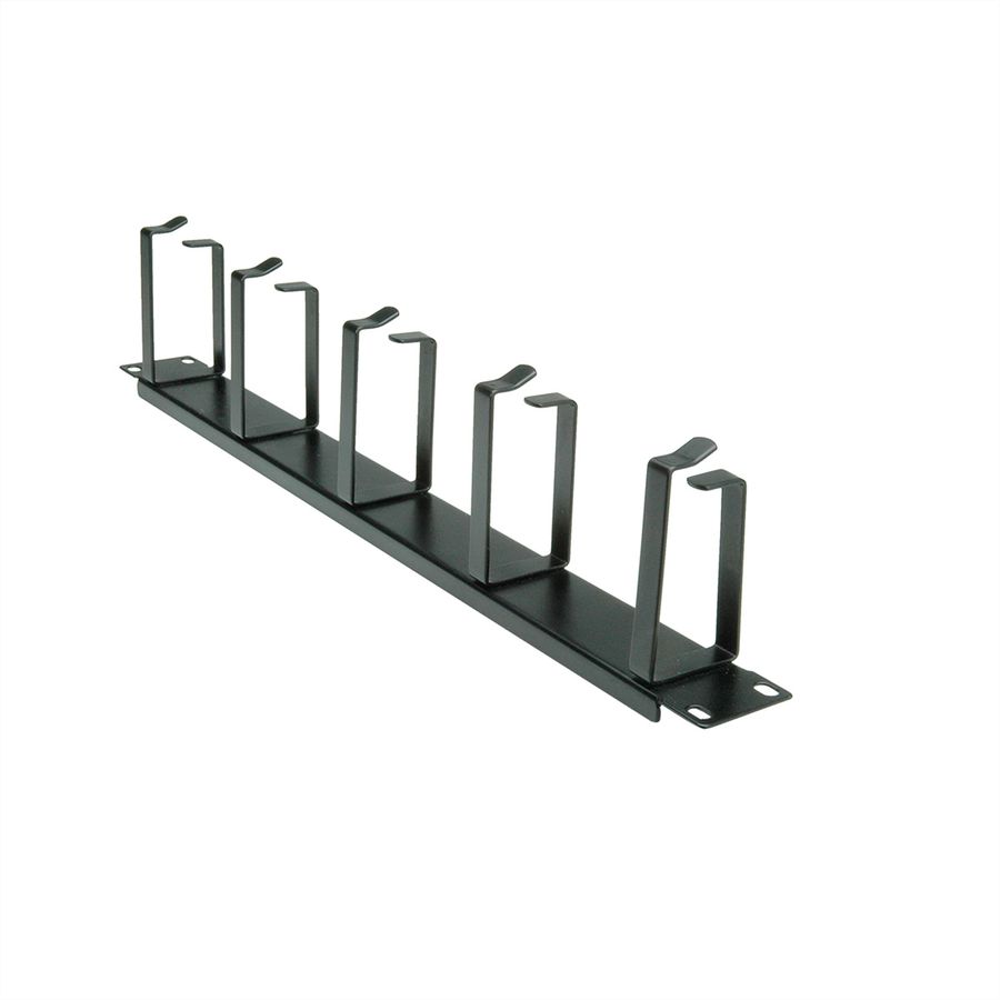 VALUE 19" 1U Cable Management Plate, G-Type, 5 Hooks, black