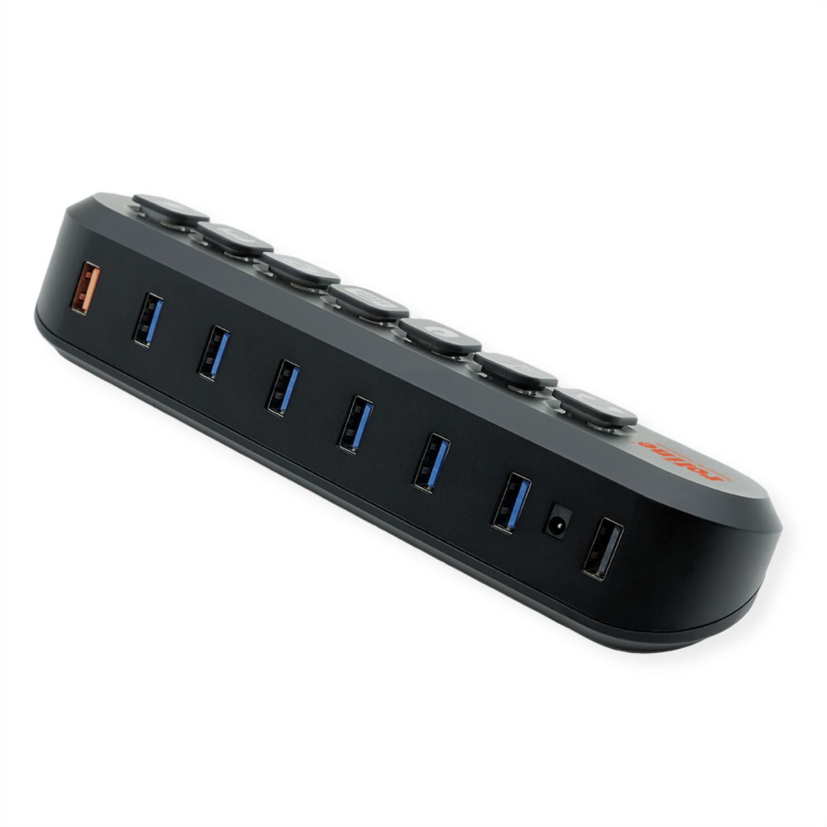 ROLINE USB 3.2 Gen 1 Hub, 7 Ports, USB Type A Connection Cable, with ...