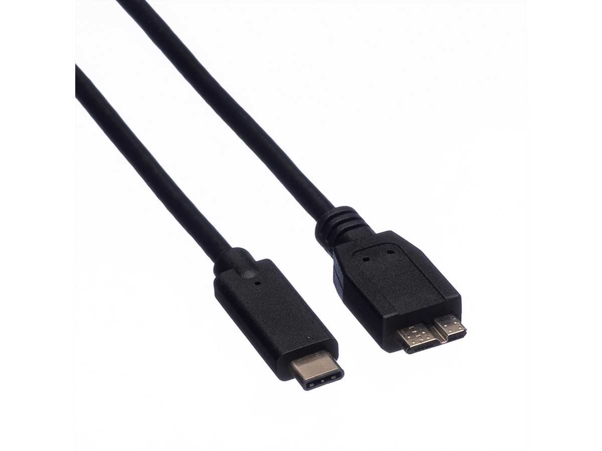 ROLINE USB 3.2 Gen 1 Cable, C-Micro B, M/M, black, 0.5 m