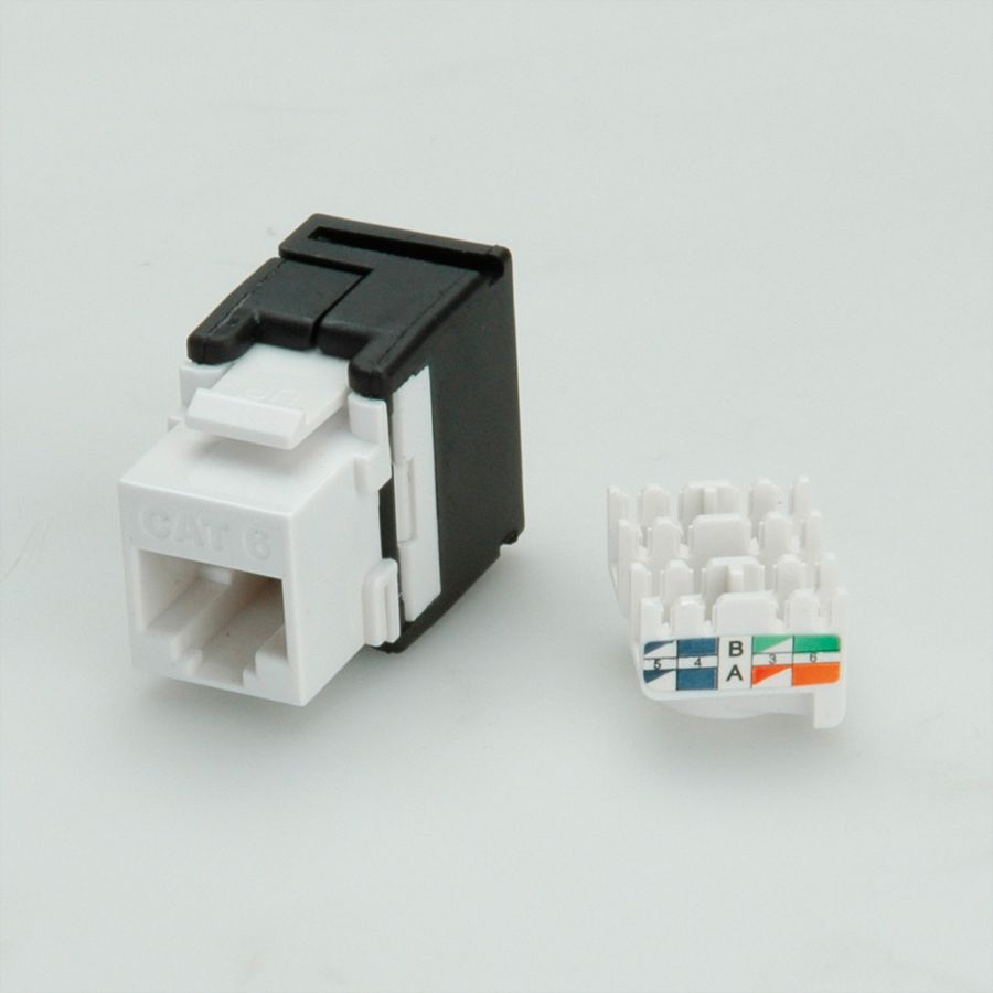 VALUE Keystone Jack, Cat.6 (Class E), RJ-45, UTP, 180°, tool-free, white