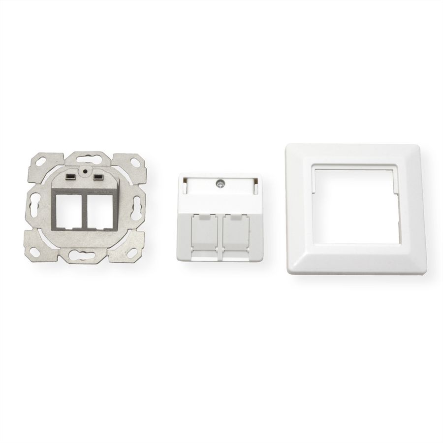 ROLINE Desktop Type 2-Port Face Plate, with dust caps