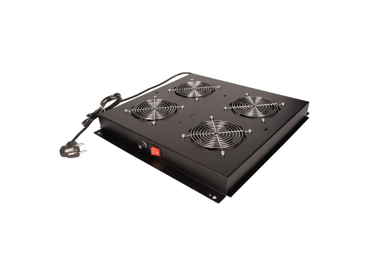 ROLINE 19" roof fan unit with 4 fans, ON/OFF black