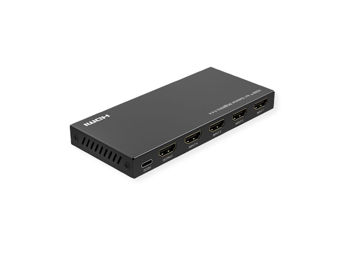 ROLINE HDMI Switch, 4x1, 8K60Hz, with Remote Control