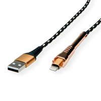 ROLINE GOLD 8pin to USB Cable for iPhone, iPod, iPad, with Smartphone support function, 1 m