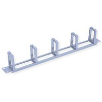 VALUE 19" 1U Cable Management Plate, C-Type, 5 Hooks, Cut-out front panel / cable feed-through, grey