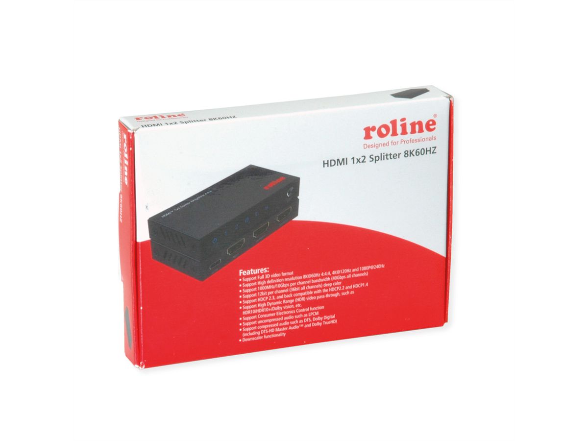 ROLINE HDMI Splitter, 8K60Hz, 1x2
