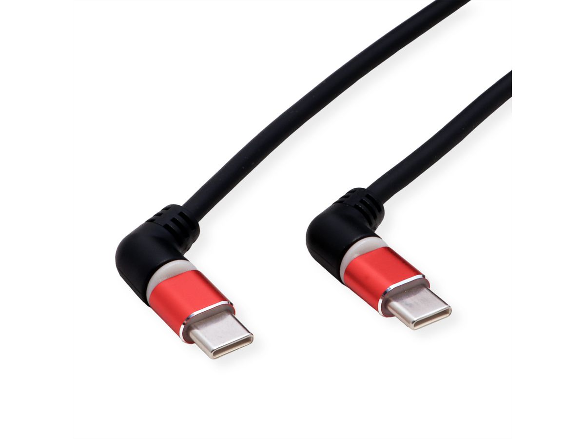 ROLINE 360° Rotation USB 2.0 Cable, C - C, M/M, 60W, Red Black, 2 m
