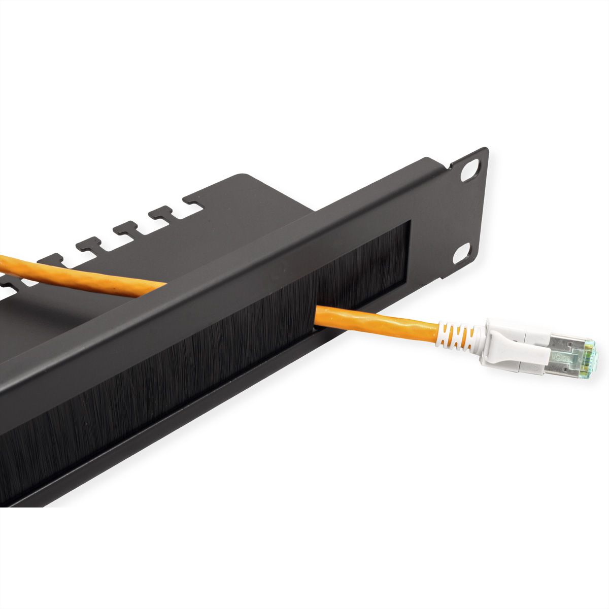 VALUE 19" Cable Entry 1U with Brush Seal, with cable support plate, black