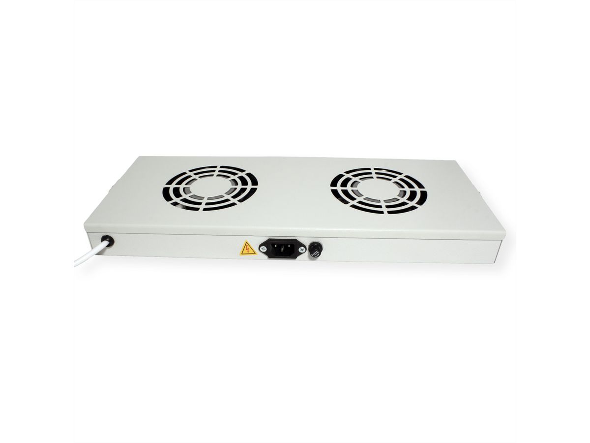 ROLINE 19-inch fan unit 2 fans, Thermostat grey