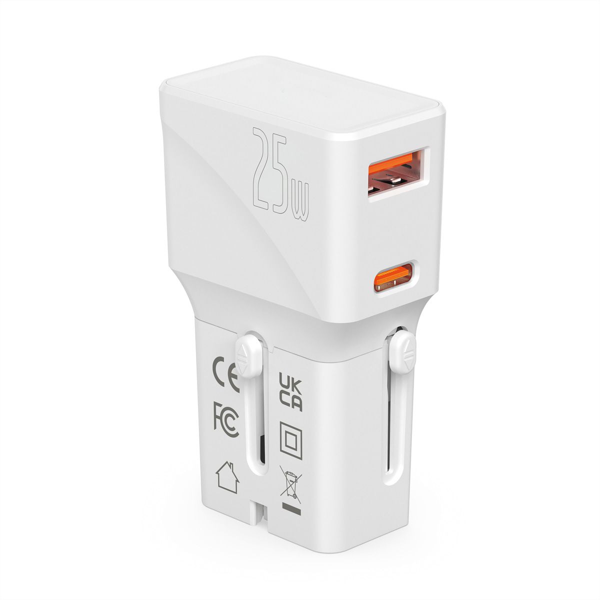 VALUE POCKET Travel Charger, EU/UK/US, 2x Ports (A+C), 25W