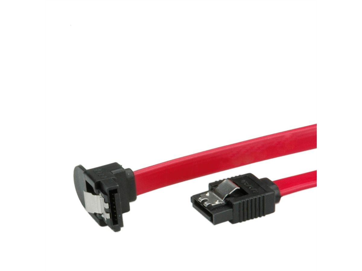 ROLINE Internal SATA 6.0 Gbit/s Cable, angled, with Latch, 0.5 m