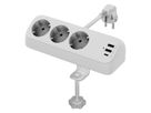 VALUE Power Strip, 3-way, with 3x USB (1x C + 2x A) and table clamp, 1.5 m