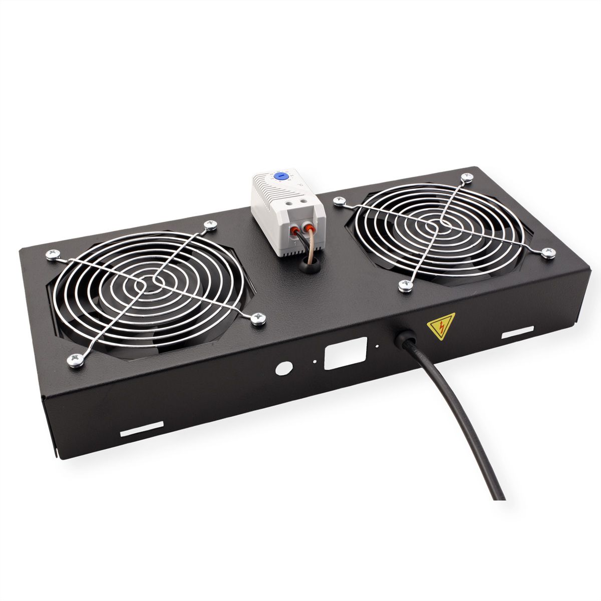 ROLINE Fan unit 2 fans, thermostat, for 19-inch wall housing black