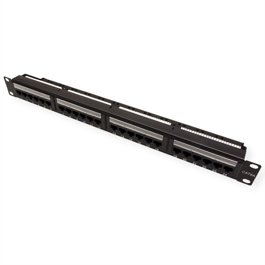 VALUE Cat.6A (Class EA) 19" Patch Panel, 24 Ports, UTP, black
