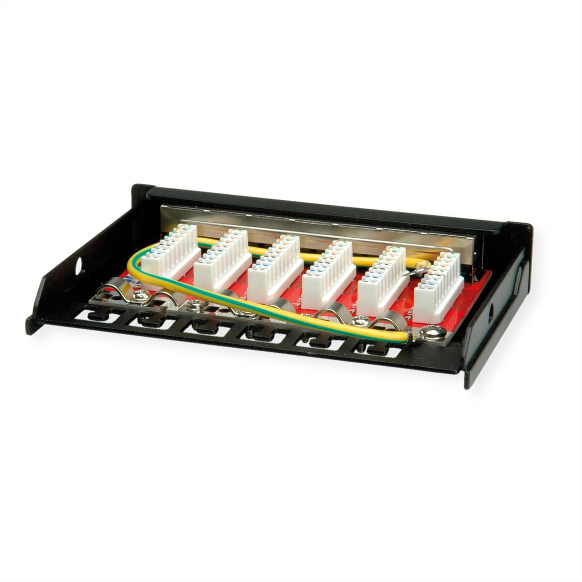 ROLINE Mini Patchpanel, Cat.6A/Cl.EA, 0.5U, 6x RJ45 ports, shielded, black