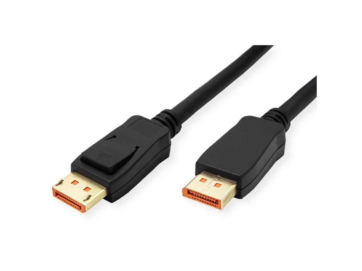 ROLINE DisplayPort Cable, v2.1, 16K@60Hz, DP-DP, M/M, 80Gbit/s, UHBR20, DP-DP, M/M, black, 1 m