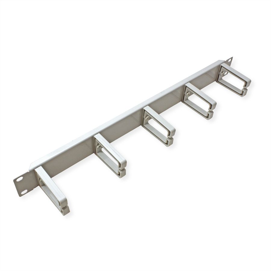 VALUE 19" 1U Cable Management Plate, C-Type, 5 Hooks, grey