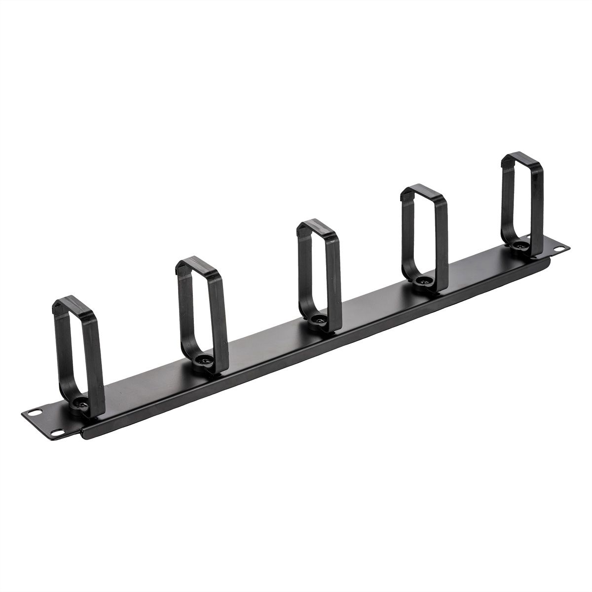 VALUE 19" 1U Cable Management Plate, C-Type, 5 Hooks, black