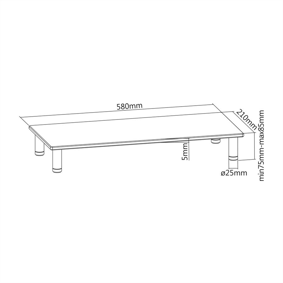 LCD Monitor Stand, Tempered Glass Surface Risers (Square) with adjustable metal feet