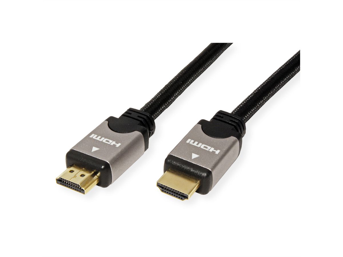 ROLINE HDMI High Speed Cable + Ethernet, M/M, black /silver, 1 m