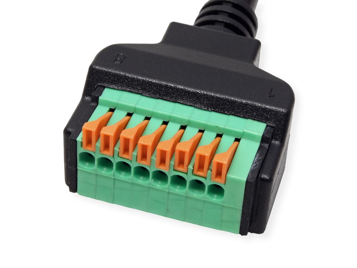 ROLINE Cable Adapter, RJ45 Socket to Terminal Block (push-button), 30 cm