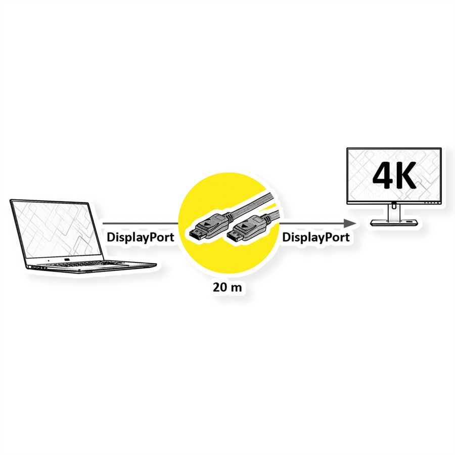 VALUE DisplayPort Active Cable, v1.2, active, M/M, 20 m