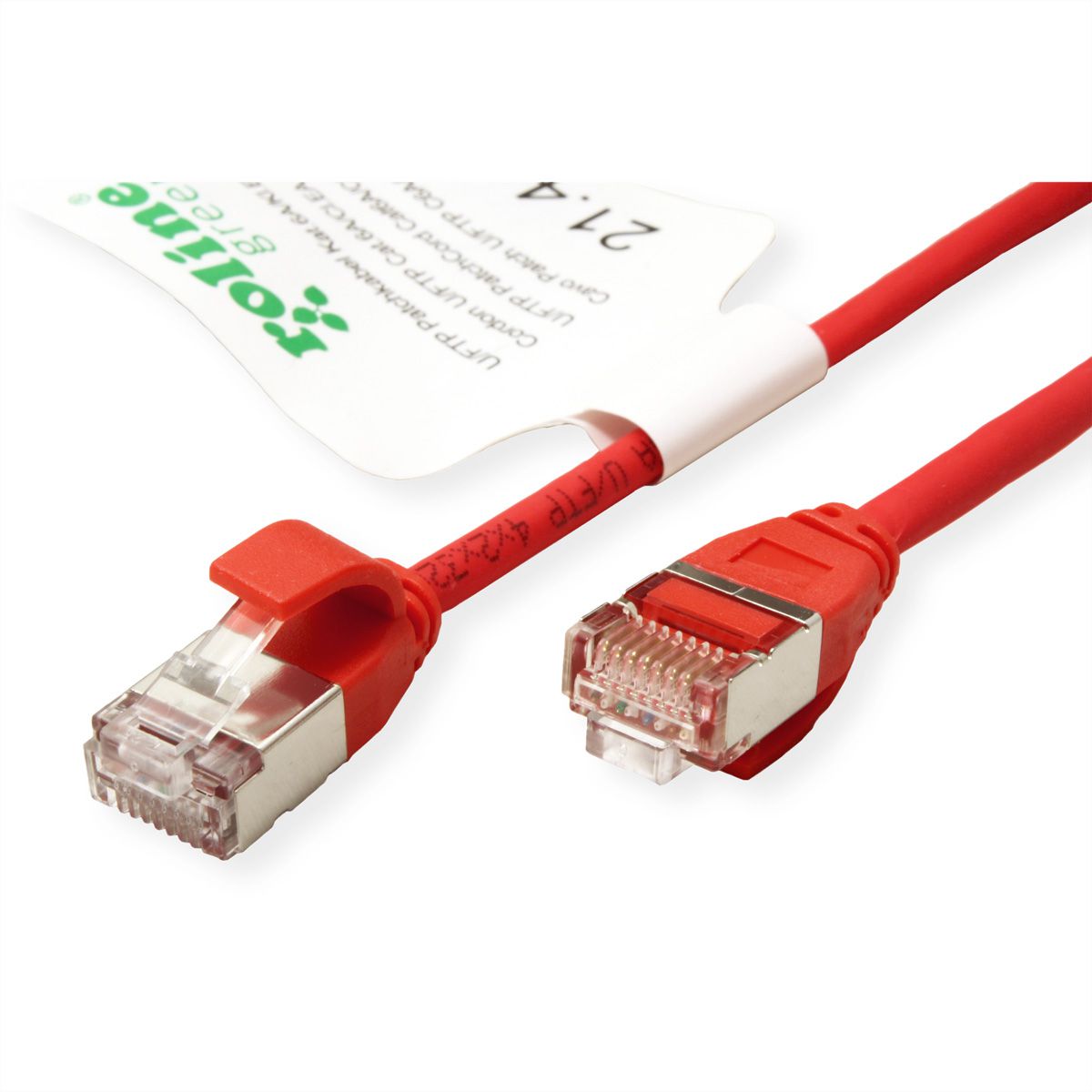 ROLINE GREEN U/FTP DataCenter Patch Cord Cat.6A (Class EA), LSOH, slim, red, 0.15 m