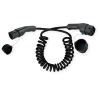 ROLINE EV Charging Cable Assembly Type2, 1-Phase, 250VAC (1P+N+E), 32 A, 7.4 kW, spiral (max. 1.8m)