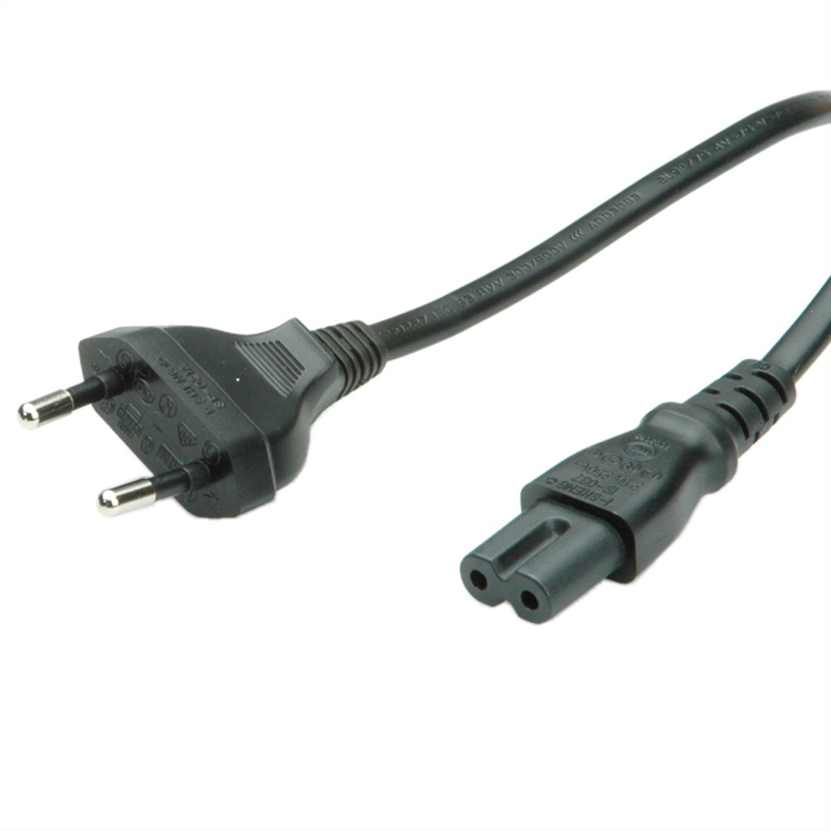 VALUE Euro Power Cable, 2-pin, black, 1.8 m