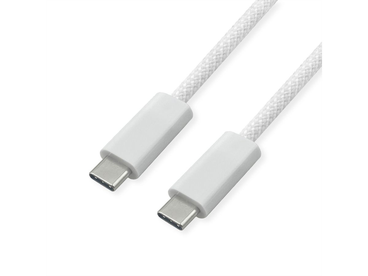 ROLINE USB4 Gen3x2 Cable, with Emark, C–C, M/M, 240W, white, 1 m
