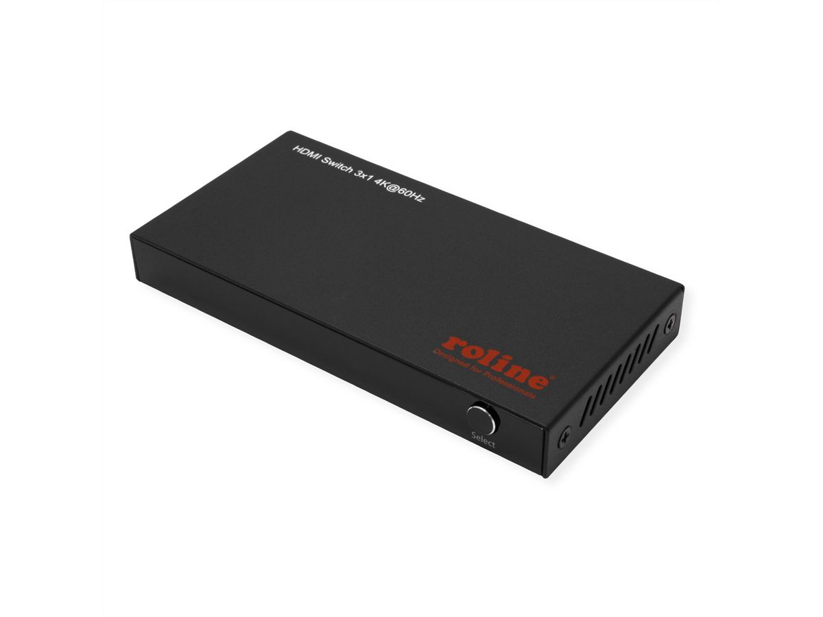 ROLINE HDMI Switch, 3x1, 4K60Hz, with Remote Control