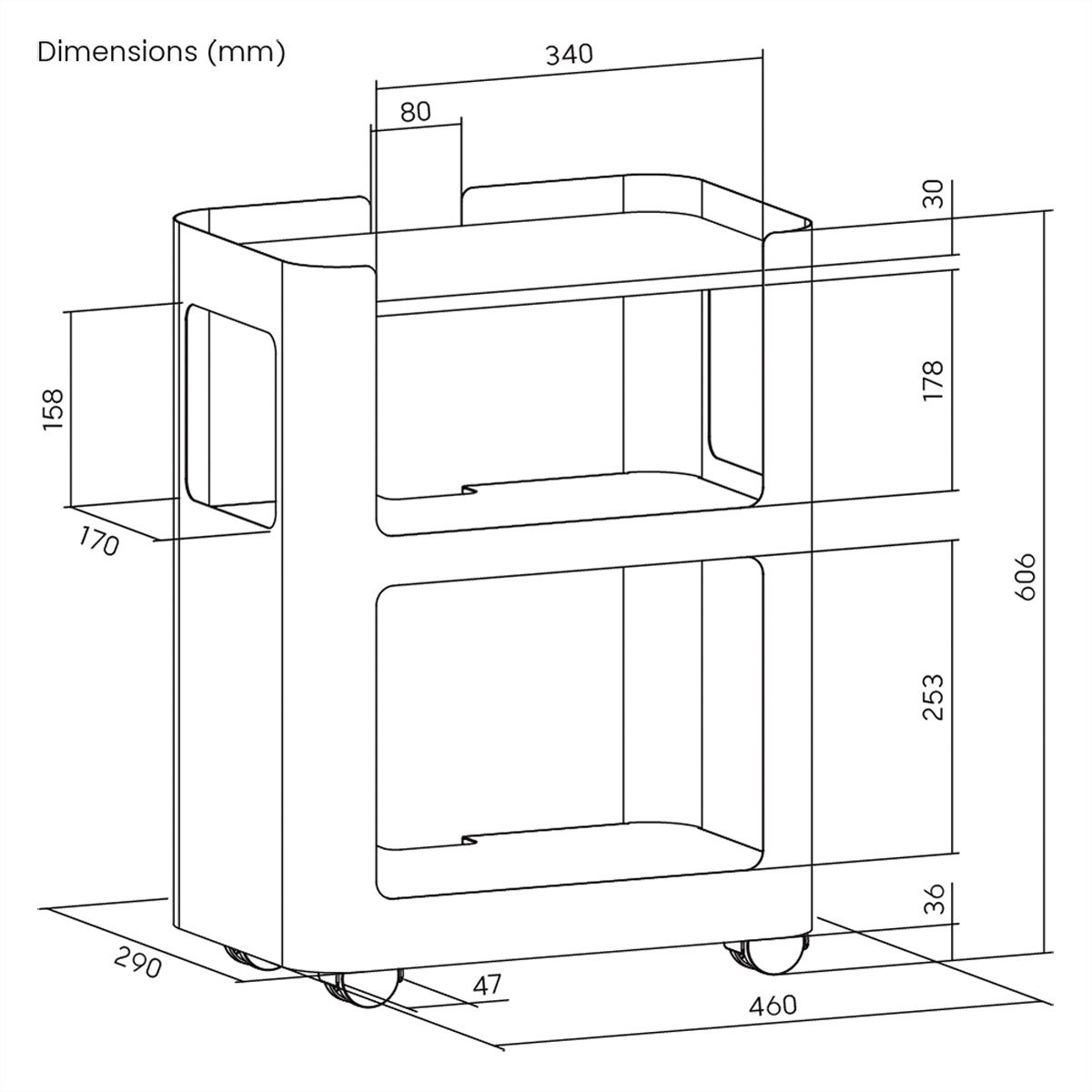 VALUE Open Shelf Mobile Cabinet, white