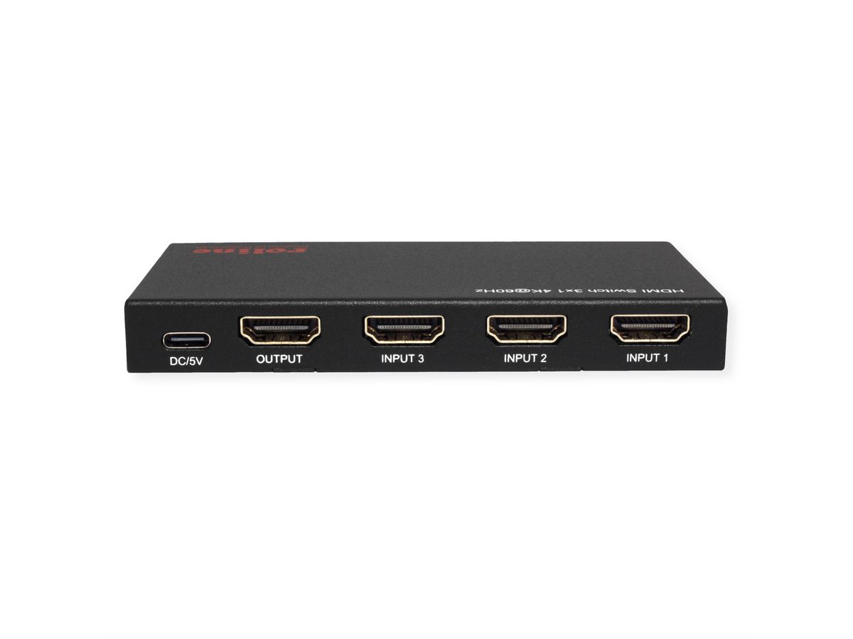 ROLINE HDMI Switch, 3x1, 4K60Hz, with Remote Control