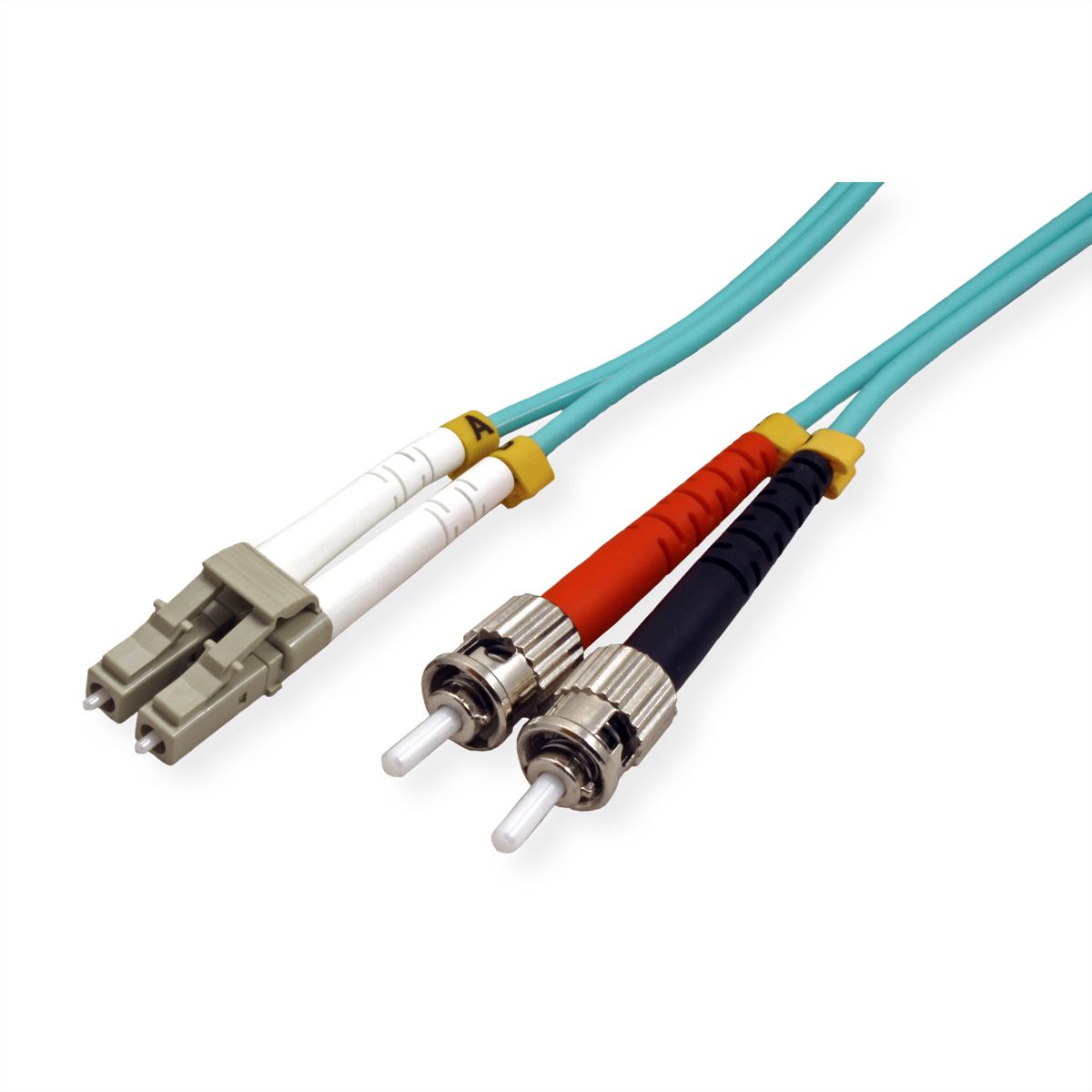 VALUE Fibre Optic Jumper Cable, 50/125µm, LC/ST, OM3, LSOH, turquoise, 0.5 m